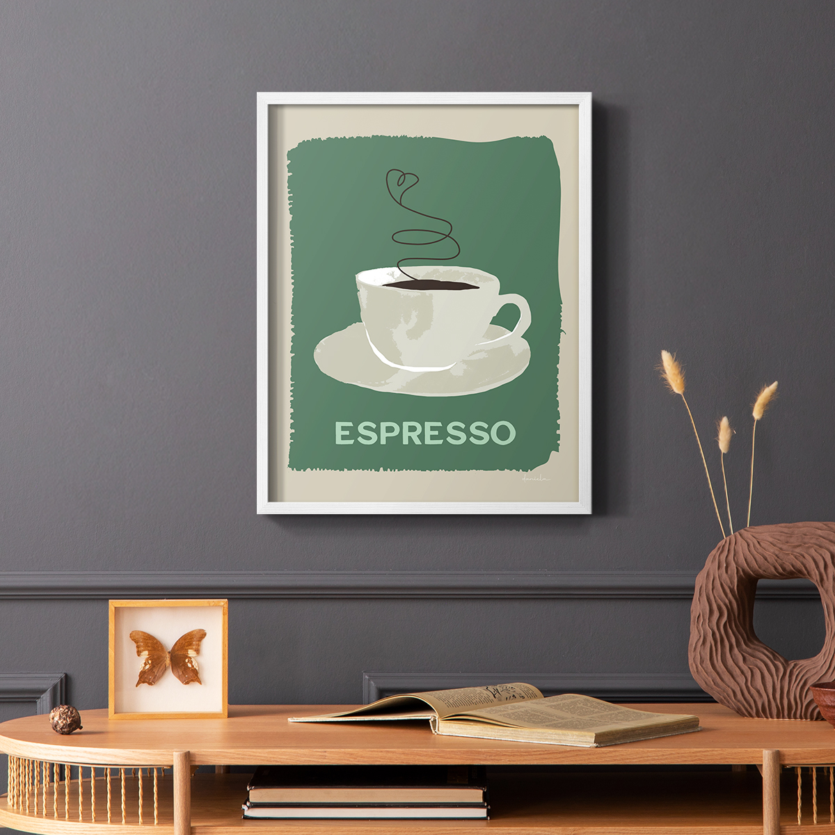 Modern Coffee IV in White Solid Wood 8 x 10 Framed Print