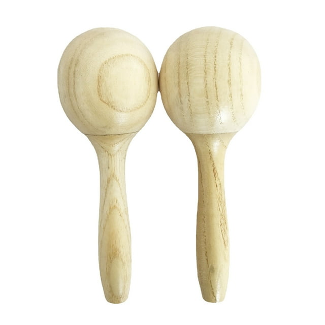 Yeacher 1 Pair Wooden Maracas Sand Hammer Rumba Shakers Rattles Sand Hammer Percussion Instrument Musical Toy for Kid Children Party Games