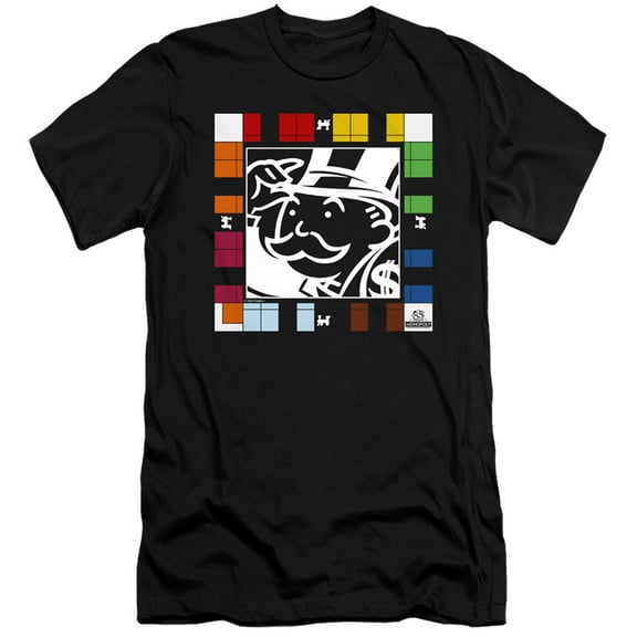 Monopoly Game Board S/S Adult 30/1 T-Shirt Black