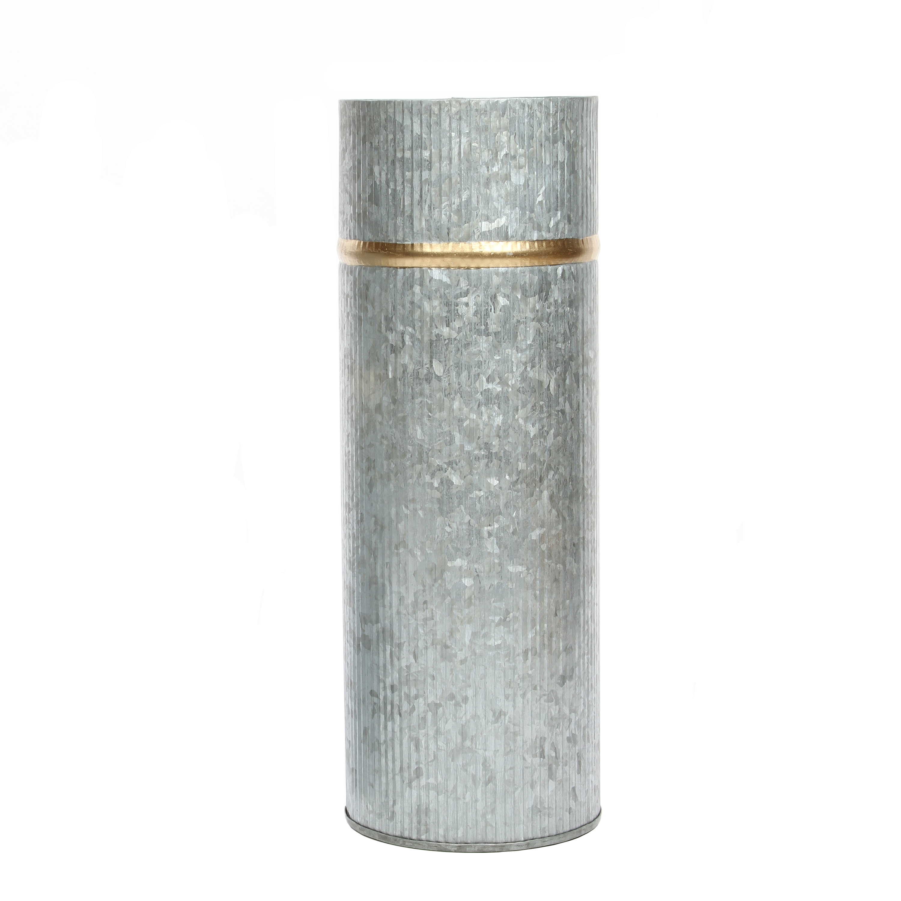 Elegant Expressions by Hosley Galvanized Corrugated Metal Vase, Silver