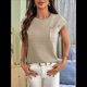 thumbnail image 4 of Suéter Informal de Rayas con Cuello Redondo y Aguja Gruesa para Mujer, Color Caqui, Talla M, 4 of 8