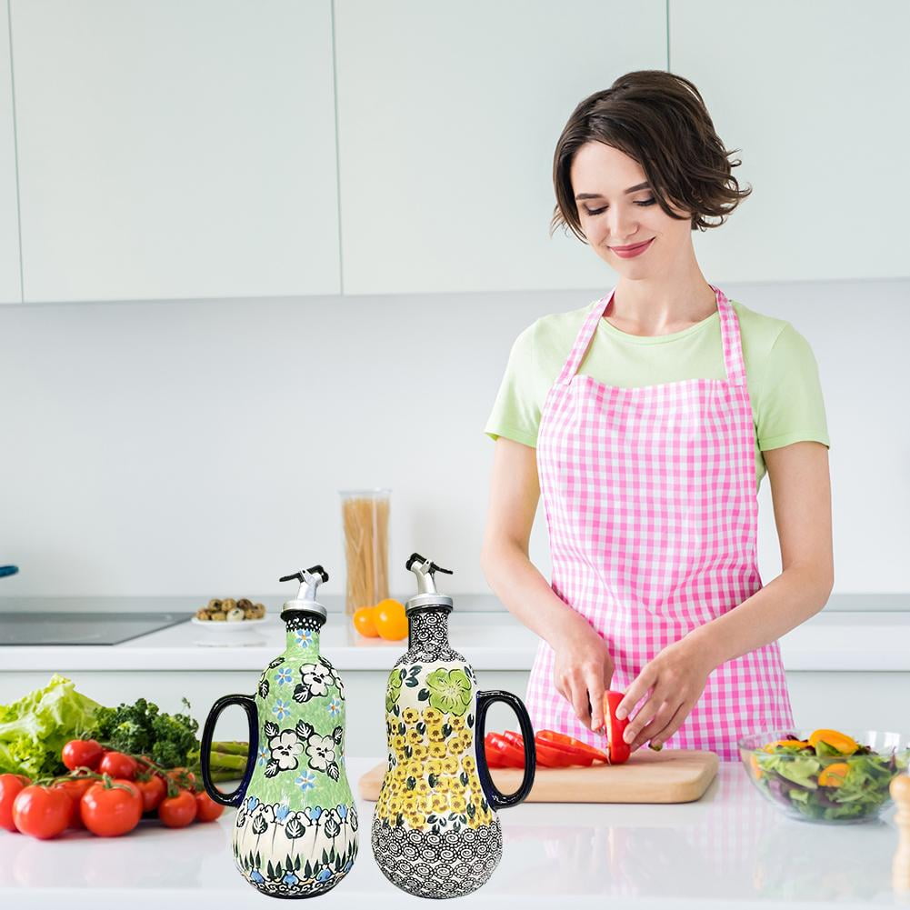 700ml Italian Ceramic Olive Oil Dispenser Bottle,Hand Painted Olive Oil Bottles,Stoneware Olive Oil Cruet for Kitchen with Stainless Steel Spout,for Oils,Vinegar,Coffee Syrups,Sauces
