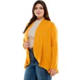 thumbnail image 3 of Pastel by Vivienne Women's Open Front Cardigan with Ruffle Detail Plus Size Mustard X-Large, 3 of 5