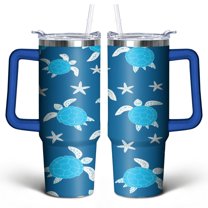 Cute Sea Turtle 30 Oz Tumbler with Handle Lid and Straw, Stainless Steel Double Walled Vacuum Insulated Cup, Cute Anniversary Wedding Birthday Gifts Tumbler for Women Men Friends Outdoor Indoor