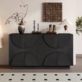 thumbnail image 3 of Harper & Bright Designs Large Sideboard Cabinet with Storage, Wood Buffet Cabinet with Semi-Circular Handles and Adjustable Shelves, Black, 3 of 18