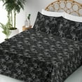 thumbnail image 3 of Ambesonne Floral Fitted & Flat Sheet with Shams 4 Pcs Set, Baroque Flowers Goth Rococo, Full, Grey Black and Charcoal Grey, 3 of 5