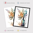 thumbnail image 2 of Wine Bottle Wildflowers Watercolour Painting Orange Blue Purple Spring Flower Blooms Large Wall Art Poster Print Thick Paper 18X24 Inch, 2 of 5