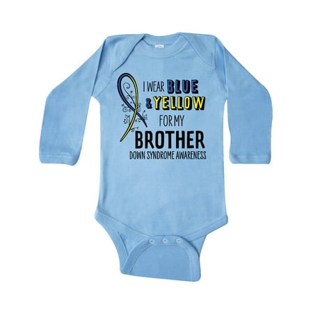 

Inktastic I Wear Blue and Yellow for my Brother- Down Syndrome awareness Gift Baby Boy or Baby Girl Long Sleeve Bodysuit