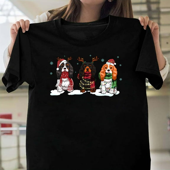 Cavalier King Charles Spaniel Christmas Graphic Unisex T-Shirt, Dog Mom Lover Gift G0724, Up to Size 5XL