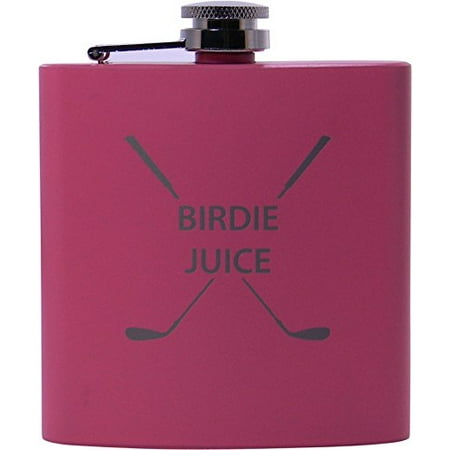 Birdie Gift - Birdie Juice 6oz Flask - Great Gift for A Golfer, Father's Day, Birthday, or Christmas Gift (Pink)