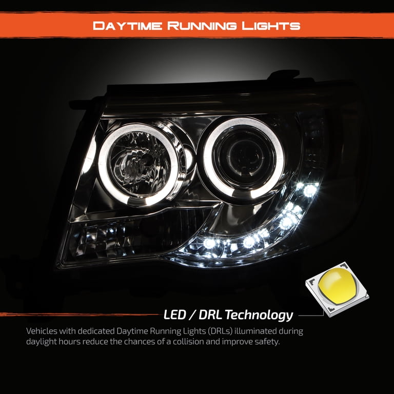 Smoke Projector Headlights For 2005-2011 Toyota Tacoma With LED Halo - Pair-1369446