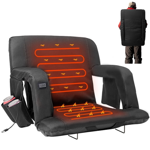 MOPHOTO  Heated Stadium Seats for Bleachers, Bleacher Seat with Back Support,Folding Stadium Seat Bleacher Chair,Portable Stadium Chairs for Outdoor Sport Events,1 pack