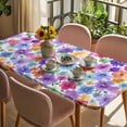 thumbnail image 3 of Colorful Flowers Table Cloths for 4 Foot Rectangle Tables, Spring Botanical Watercolor Floral Patio Waterproof Elastic Fitted Tablecloths, Washable Rectangular Table Cover for Camping, 3 of 8