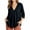 Black Tops, variant on Women's Pleated V Neck 3/4 Sleeve Tunic Top Relaxed Curved Hem Casual Work Holiday Blouse