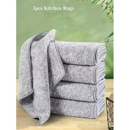 

Mucalis 3pcs Gray Kitchen Dish Cloths Soft Dish Rag Reusable Dish Towels Household Washable Cleaning Cloth Housework Clean Towel Kitchen Cleaning Washcloth