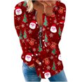 thumbnail image 2 of Pntutb, camiseta informal de manga larga con cuello en V de Navidad para mujer, blusa holgada con estampado de otoño, tops con cremallera Pntutb Pntutb-5389, 2 of 5