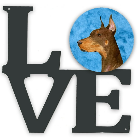 Blue Doberman Metal Wall Artwork LOVE