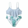 thumbnail image 2 of Odeerbi Kids Girls Ruffle Bikini Sets Two Piece Swimsuit Baby Children's Swimwear Scollop Sleeveless Split Swimsuit Bikini Bathing Suit Swimming Set Sky Blue 8 Years, 2 of 9