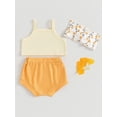 thumbnail image 3 of Bslissey Baby Girls Summer 3Pcs Outfits Sleeveless Letter Print Camisole + Elastic Band PP Shorts + Headband 3M 6M 12M 18M Newborn Infant Cute Short Pants Sets, 3 of 9