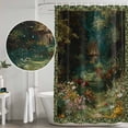 thumbnail image 5 of Forest Shower Curtain, Waterproof Shower Curtains for Bathroom, Spring Oil Painting Country Cabin Trees Flower Washable Fabric Bathtub Curtain Set Bath Decor with 12 Hooks Long 72"x84", 5 of 8