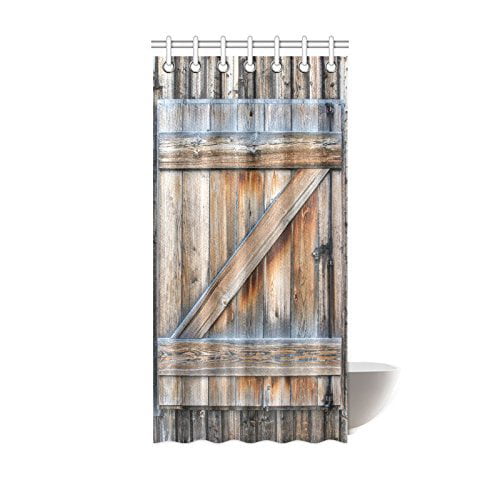 Mypop Rustic Country Barn Wood Door, Country Theme Shower Curtains