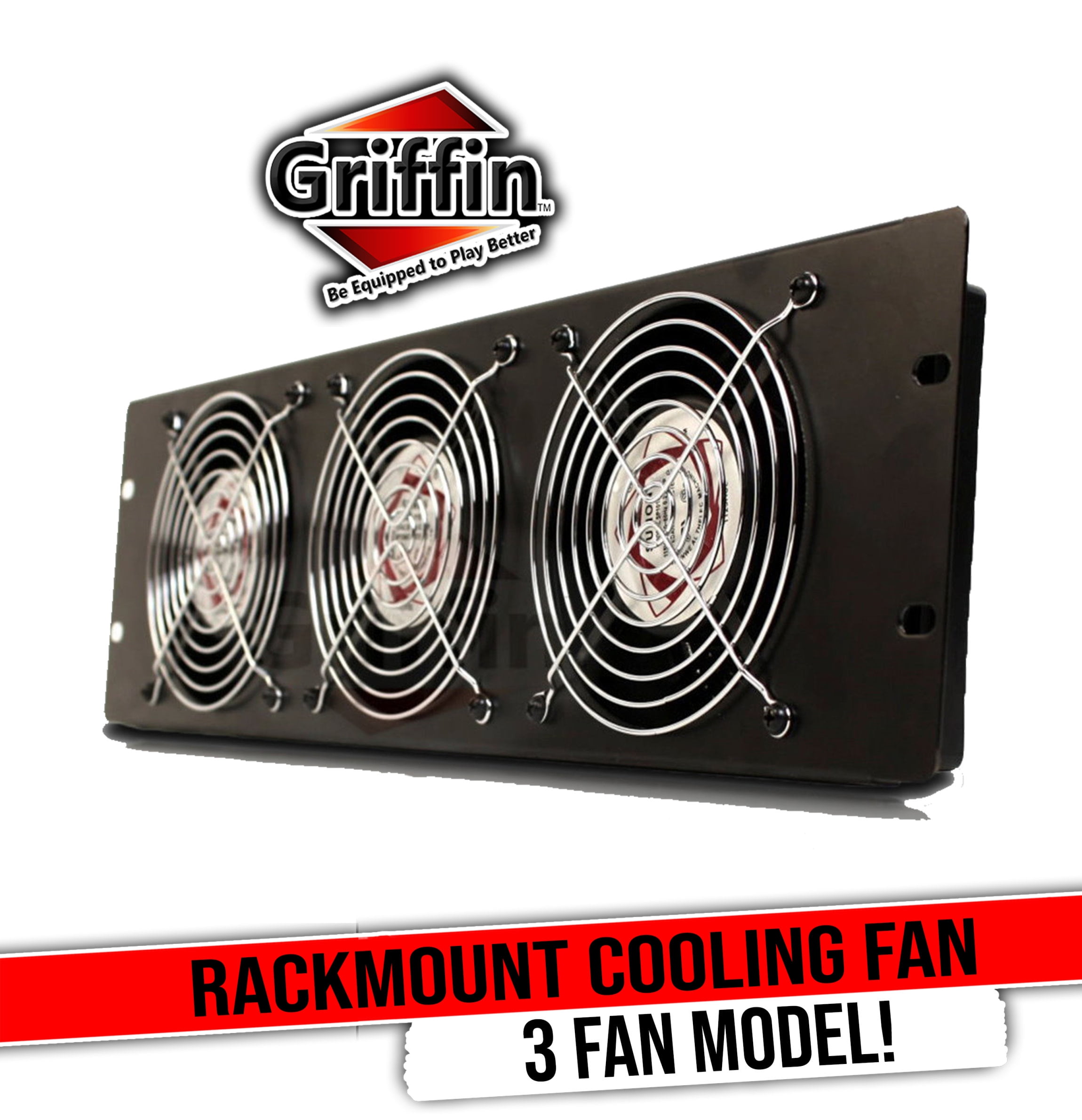 Rackmount Exhaust Cooling Fan by Griffin - 3U Ultra-Quiet Triple Fans - Keep Studio Equipment Cool Rack on Network IT Server - UL Approved Temperature Control Panel for DJ