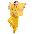 thumbnail image 3 of Lullu Girls Belly Dance Stage Performance Crop Top Mesh Pants with Accessories, Sizes 3-12, 3 of 6