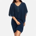thumbnail image 3 of Robes Décontractées pour Femmes Grande Taille, Longueur Genou, Unies, Manches Courtes, Col en V, Robes Confortables, Robe Longue Décontractée, 3 of 4