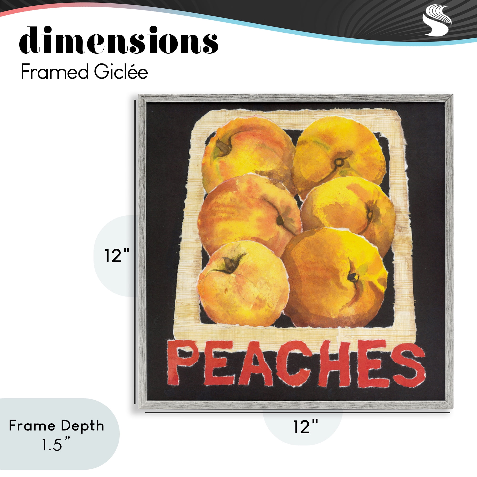 Stupell Industries Collaged Garden Peaches Gray Framed Giclee Art, design by Nancy Overton