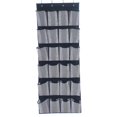 thumbnail image 1 of Skohållare för dörr med 24 stora fickor, transparent tyg för förvaring (svart), 1 of 5