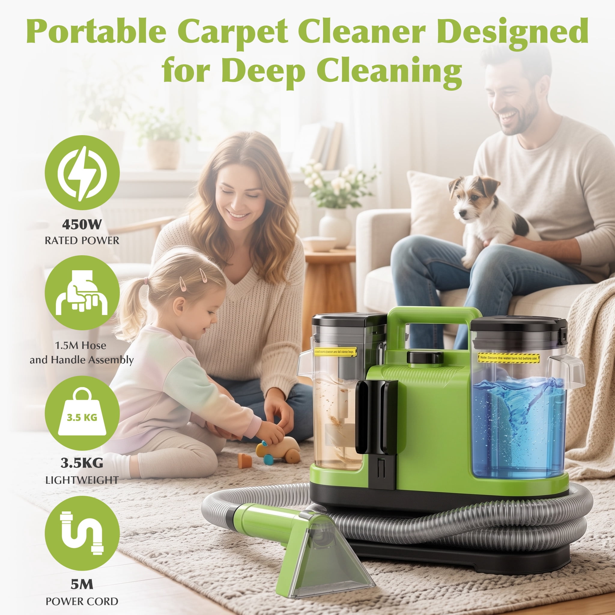 VACFORE Portable Carpet & Upholstery Spot Cleaner Machine, 18KPa
