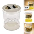 thumbnail image 1 of Plastic Vegetable Hourglass Jar Silicone Lid Spice Fresh Keeping Container Kitchen Restaurant Juice Separator Bottle, 1 of 9