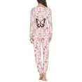 thumbnail image 3 of FOR U DESIGNS Pink Flower Butterfly Pajama Sets for Women 2 Piece Pants and Tops Size 6XL Long Sleeve Nightwear for Women Sleepwear Sets for Women with Pockets, 3 of 6