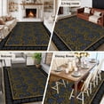 thumbnail image 5 of 8'x10' Area Rugs, Vintage Navy Blue Roses Indoor Outdoor Area Rug for Living Room Bedroom, Abstract Art Floral Green Leaves Washable Bathroom Rugs Kitchen Floor Carpet Mats Home Decor Aesthetic, 5 of 8