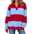 thumbnail image 5 of Enjoytime Womens Sweatshirt Striped V-Neck Long Sleeve Pullover Tops Fall Fashion Loose Casual Lightweight Sweatshirts, 5 of 8