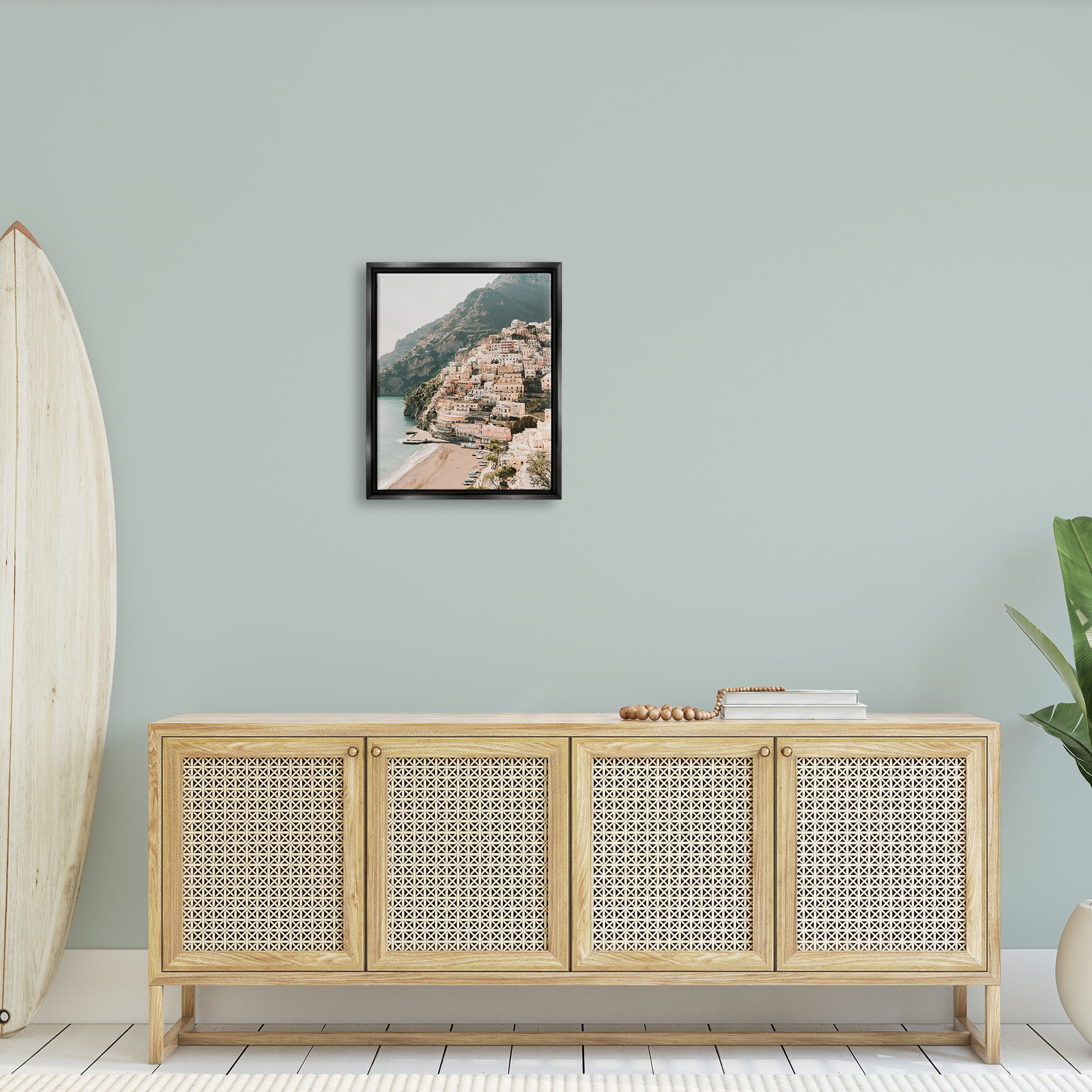 Stupell Cinque Terre Coastal Town Scenery Landscape Photography Black Floater Framed Art Print Wall Art