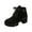 Black, variant on Beige Ladies Casual Winter Ankle Boots Solid Color Round Toe Front Lace Up Side Zipper Chunky Heel High Heel Ankle Boots Beige