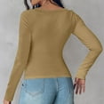 thumbnail image 4 of Ltctricy T Shirts for Women Long Sleeve Square Neck Solid Color Ribbed Slim Tunic Tops with Built in Bra Soft Casual Tees(Khaki,X-Large), 4 of 7