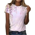 thumbnail image 2 of Teissuly Women's Casual Letter Print Pullover Short Sleeve T-Shirt Tops Shirt, 2 of 4