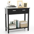 thumbnail image 1 of Gymax Table Console Étroite avec Tiroirs Table d'Appoint Rétro pour Sofa avec Rangement Ouvert Noir, 1 of 10