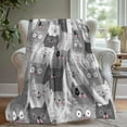 thumbnail image 4 of Fmbmuo Throw Blankets Polyester Soft and Plush Gray Art Deco for Couch, Bed, Living Room Cat Print Breathable 27.5×39.3 Inches, 4 of 5