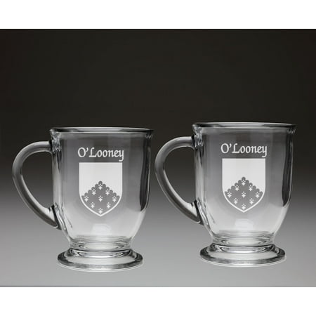 

O Looney Irish Coat of Arms Glass Coffee Mugs - Set of 2