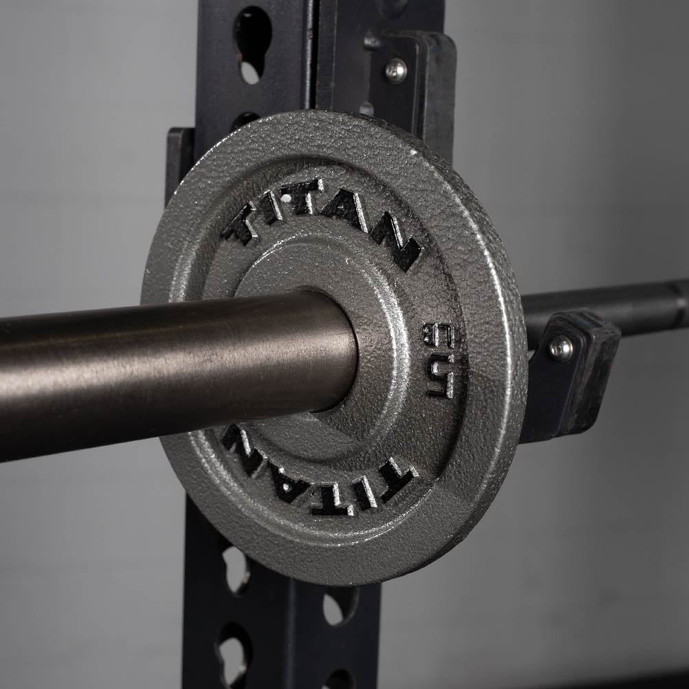 Titan Fitness 5 LB Cast Iron Olympic Plates, Sold In Pairs, Classic Weight Plate Design, Silver Hammer Finish