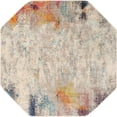 thumbnail image 1 of Unique Loom Chromatic Vibrant Abstract Area Rug 5' x 5' Octagon Beige/Pink, 1 of 1