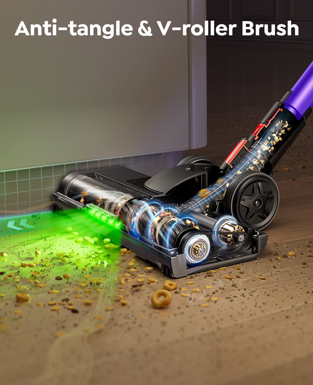 Buture VC100 Cordless Stick Vacuum Cleaner, 500W 48KPa Strong Suction, 55-Min Runtime Lightweight for Pet Hair Carpet HardFloor