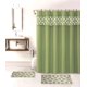 thumbnail image 1 of SAMIMPORT-2011 Juego de alfombrillas de baño geométricas, cortina de ducha jacquard color salvia, 15 unidades, 1 of 1