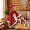 thumbnail image 6 of Cute Red Fox Wearable Fleece Blanket Hoodie Cape with Bow and Paws for Women Comfortable Home Wear Gift Idea, 6 of 6