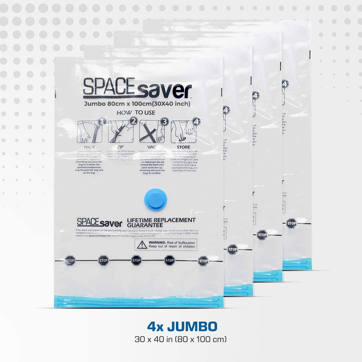 Spacesaver Premium Space Saver Vacuum Storage Bags, Jumbo Size, 2-Pack