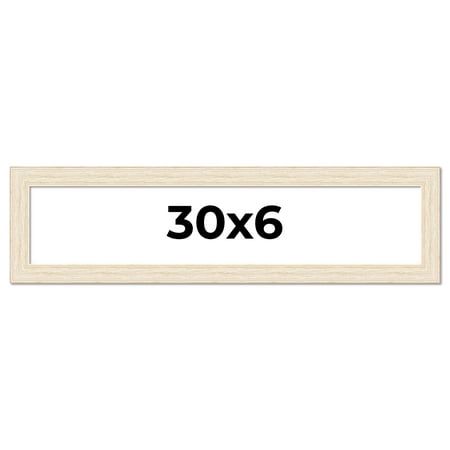 30x6 Frame White Barnwood Picture Frame Includes UV Acrylic Plexiglass, Acid Free Foam Backing