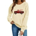 thumbnail image 5 of Valentine's Day Sweatshirt for Women Oversized Love Truck Buffalo Plaid Hearts Graphic Soft Fleece Pullover Beige,Size S, 5 of 6